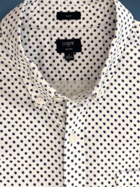 J.Crew Mens XL Short Sleeve Button Down Shirt White Blue Red Micro Floral